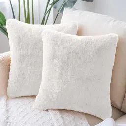 luxe home international White Solids 170 TC Polyester 2 Cushion Cover image 1