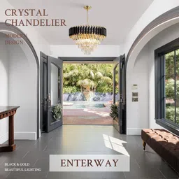 shinefly Black Gold Chandelier 600MM Chandelier Ceiling Lamp image 4