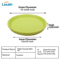 LASAKI 4 Pcs Lime Green Round Truffle Ceramic Pot Trays image 2