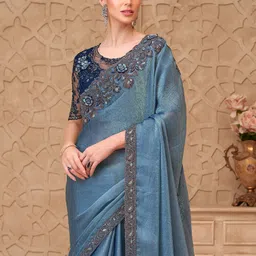 all about you Embellished Bollywood Satin Saree image 2