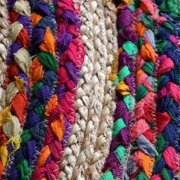 Multicolor Abstract Cotton 3 ft x 3 ft Hand Woven Round Carpet,By The Home Talk image 4