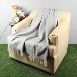 ambbi collections Grey Wool Plain Solid Pattern 68 x 52 Inch Throw-picture-32