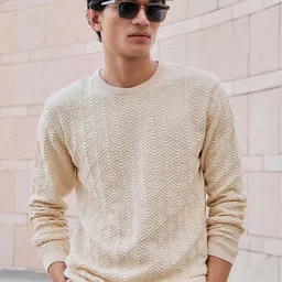 Andamen Men Structured Round Neck Long Sleeves Flat Knit Pullover-image-38