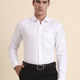 METAL Slim Fit Pinstriped Long Sleeves Pure Cotton Formal Shirt-picture-34