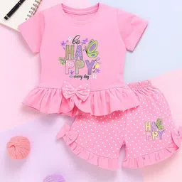 CERABI Girls Printed Pure Cotton T-Shirt With Shorts-picture-13