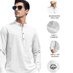 Edin Men Solid Cotton Kurtas image 3