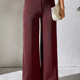The Roadster Lifestyle Co Women Straight Fit Mid Rise Trousers-picture-36