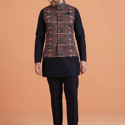 KISAH Men Nehru Jacket Printed Patch Motifs-image-18
