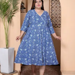 6TH AVENUE STREETWEAR Women Floral Printed Cotton A-Line Midi Dress-image-49