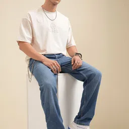 HIGHLANDER Men Relaxed Fit Mid-Rise Heavy Fade Jeans image 5