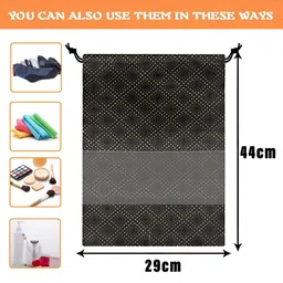 Aura Black Set Of 6 Printed Shoe Bags image 4