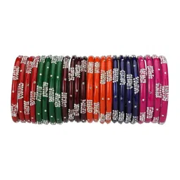 SOMIL Set Of 28 Artificial Stones-Studded & Beaded Bangles image 4