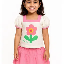 POP STREET KIDS Girls Printed Puff-Sleeve T-shirt with Skirt-picture-39
