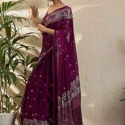 all about you Woven Design Poly Georgette Banarasi Saree image 5