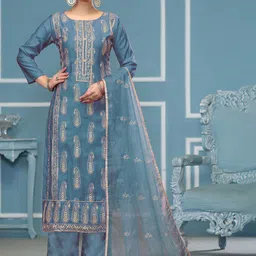 HERE&NOW Pasiley Embroidered Sequinned Unstitched Dress Material-picture-28