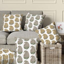 Trance Home Linen Gold-Toned & White Set of 5 Floral Square Cushion Covers-picture-7