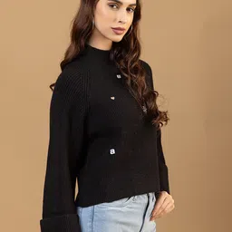 all about you Self Design Long Sleeves Woollen Pullover Sweater image 3