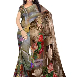 SHIVAM FABRICS Floral Poly Georgette Saree image 1
