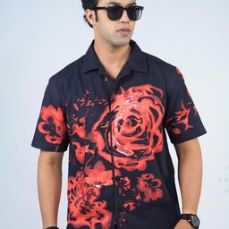 Eszett Floral Printed Cuban Collar Pure Cotton Shirt-picture-10