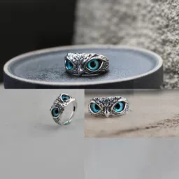 J.S ENTERPRISES Unisex Silver-Toned Owl Motif Stainless Steel Finger Ring-picture-10