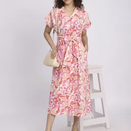 R&B Women Cotton Floral Printed Extended Sleeves Midi Dress image 4