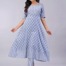 Sanganeri Kurti Women Floral Printed Regular Kurta with Trousers-picture-23
