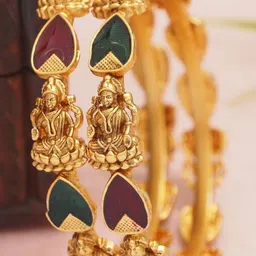 Anouk Set of 2 Women Meenakari Brass Gold-Plated Bangles-image-97