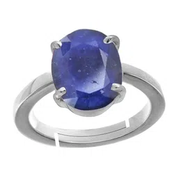 RRVGEM 8.00 KT Silver Plated Blue Sapphire Ring Adjustable Ring-picture-12