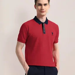 U.S. Polo Assn. Men Solid Polo Collar Cotton Slim Fit T-Shirt-picture-39