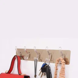 4square Drills Wall Bathroom Towel Hanger Transparent Hooks Weight Load Capacity-5 Kg-Size-40 x 8 cm image 2