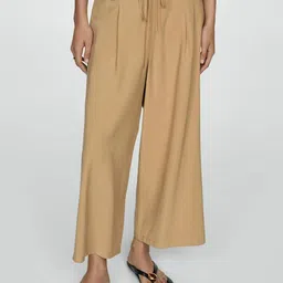 MANGO Women Wide Leg Cropped Trousers-image-38