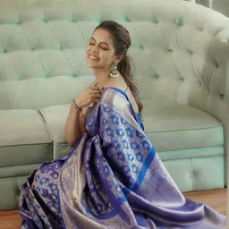 SWEETPEL Woven Design Zari Banarasi Saree image 5