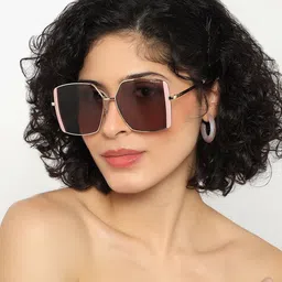 PELLE LUXUR Unisex Brown Lens & Gold-Toned Oversized Sunglasses with-picture-36