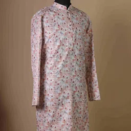 LAZZLY Men Floral Printed Mirror Work Kurta image 3