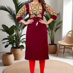 KHANJAN FASHION Geometric Print Straight Kurta With Tie-Ups-image-50