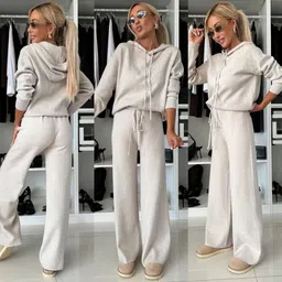 Mast & Harbour Hooded Sweatshirt With Trousers Co-Ords image 2