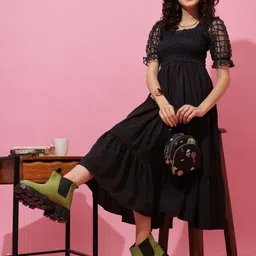 sheetal associates Women Fit and Flare Black Midi/Calf Length Dress image 2