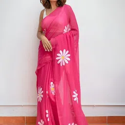 PAYAL CREATION Floral Art Silk Bandhani Saree image 4