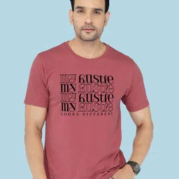 NOBLE HUSTLE Men Typography Printed Round Neck Cotton T-shirt-picture-32