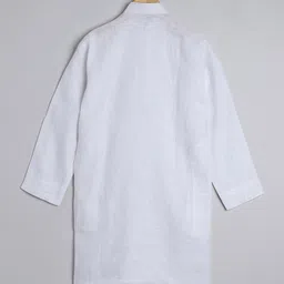 Little Clothings Boys Embroidered Regular Thread Work Linen Kurta with Churidar image 3