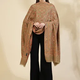 Zamour Ethnic Motifs Woven Design Zari Woollen Shawl image 3