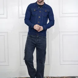 SZN Men Striped Outdoor Denim Jacket with Patchwork-picture-11