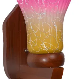 1ST TIME Pink & Multicoloured Printed Wood Abstract Shaped Shaped Wall Lamp-picture-29