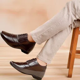 Bxxy Men Hidden Height Increasing Round Toe Lace-Ups Formal Oxford Shoes-picture-34