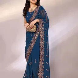 FABMORA Embellished Embroidered Saree image 3