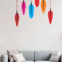 Decor Villa Multicolor Colorful Feathers Wall Sticker image 2