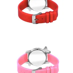 CSAMON Women Pack Of 2 Embellished Dial & Straps Analogue Watch BF Pink Red_F image 2