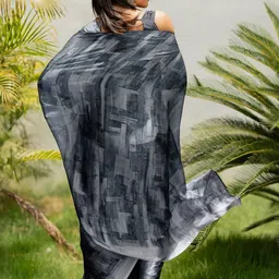 KALINI Grey Poly Chiffon Sarees image 4