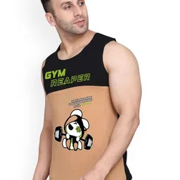 SLOWLORIS Pack Of 2 Printed Combed Cotton Gym VestsVSL26 CMB(CHS BLACK)(GYM BLACKRUST) image 2