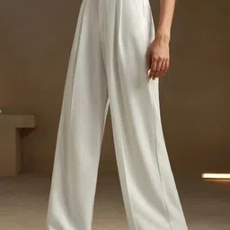 BROADSTAR Women Smart Loose Fit High-Rise Easy Wash Pleated Trousers image 4